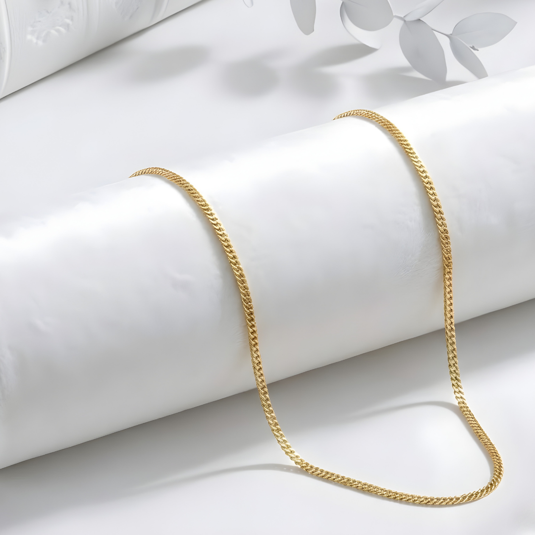 18K Gold Filled Curb Cuban Link Chain Necklace (50cm x 3mm) – Sleek Unisex Everyday Fine Jewelry